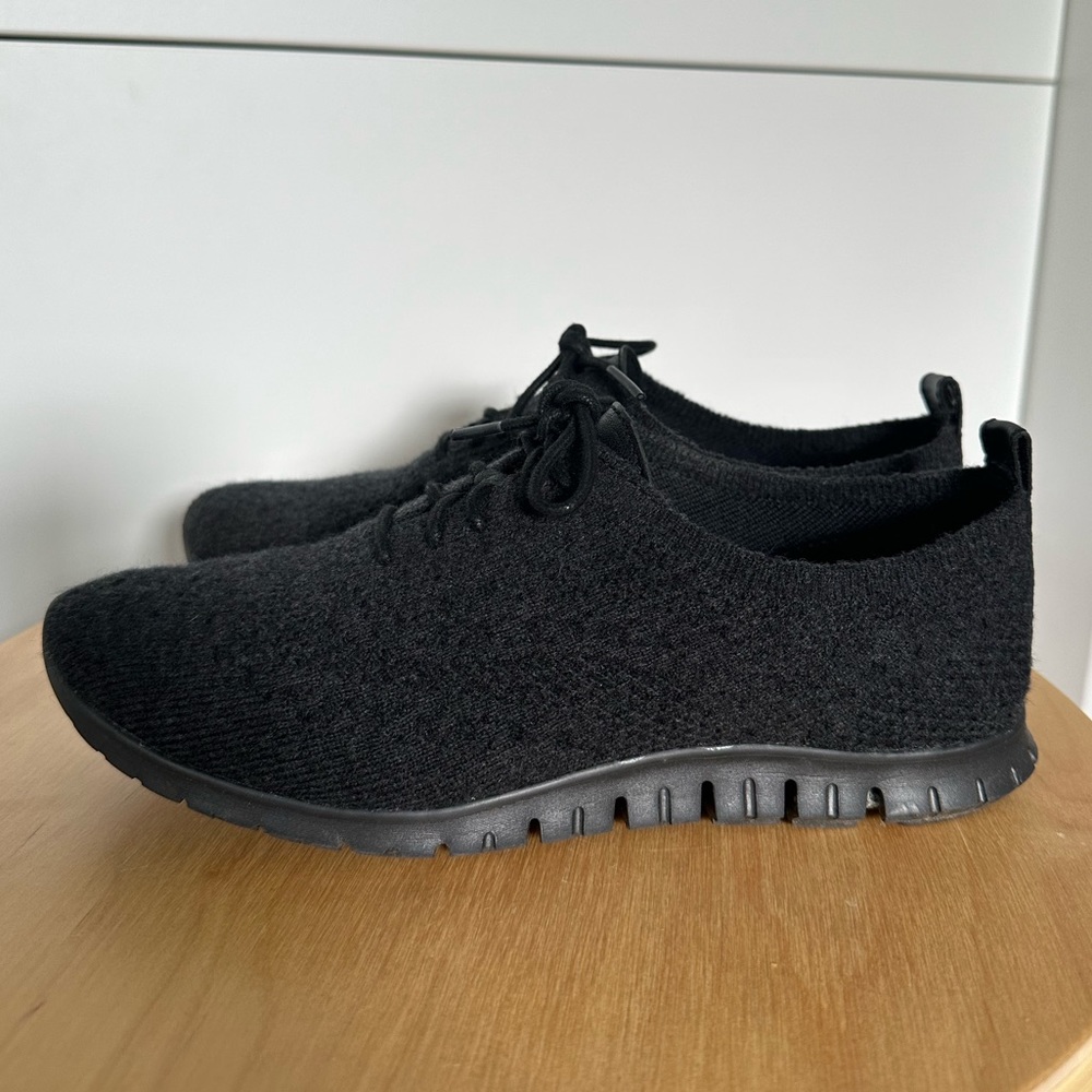 Cole Haan ZeroGrand Black Wool and Leather Woven Oxfords Size 7.5 Womens